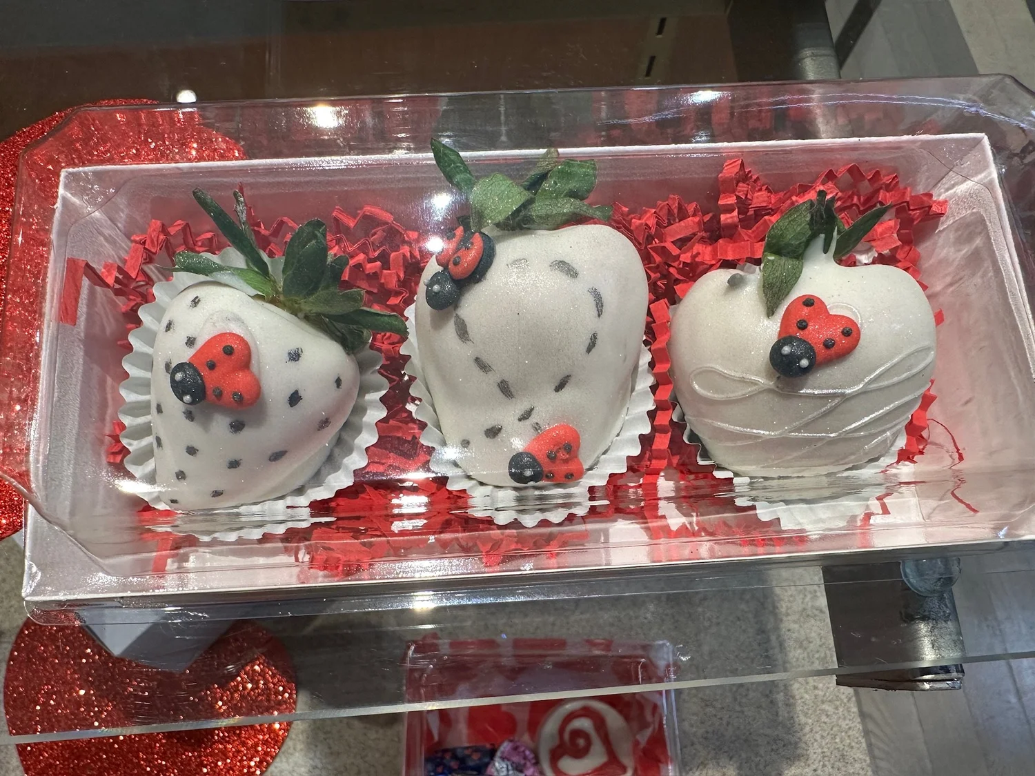 White chocolate ladybug strawberries